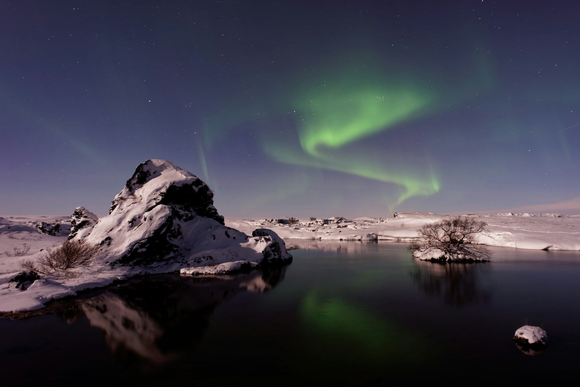 Iceland lake Northern Lights